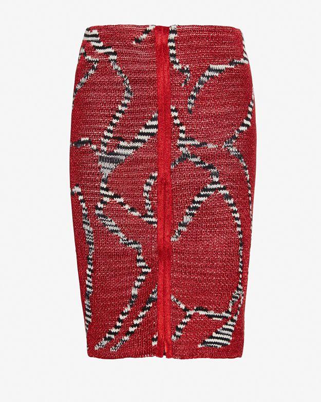 Missoni Pattern Knit Skirt: Red