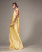 Galvan Yellow Bias-cut Satin Gown Yellow 34