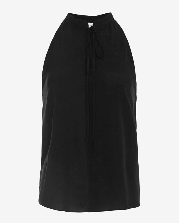 A.l.c. Silky Tie Neck Sleeveless Blouse: Black