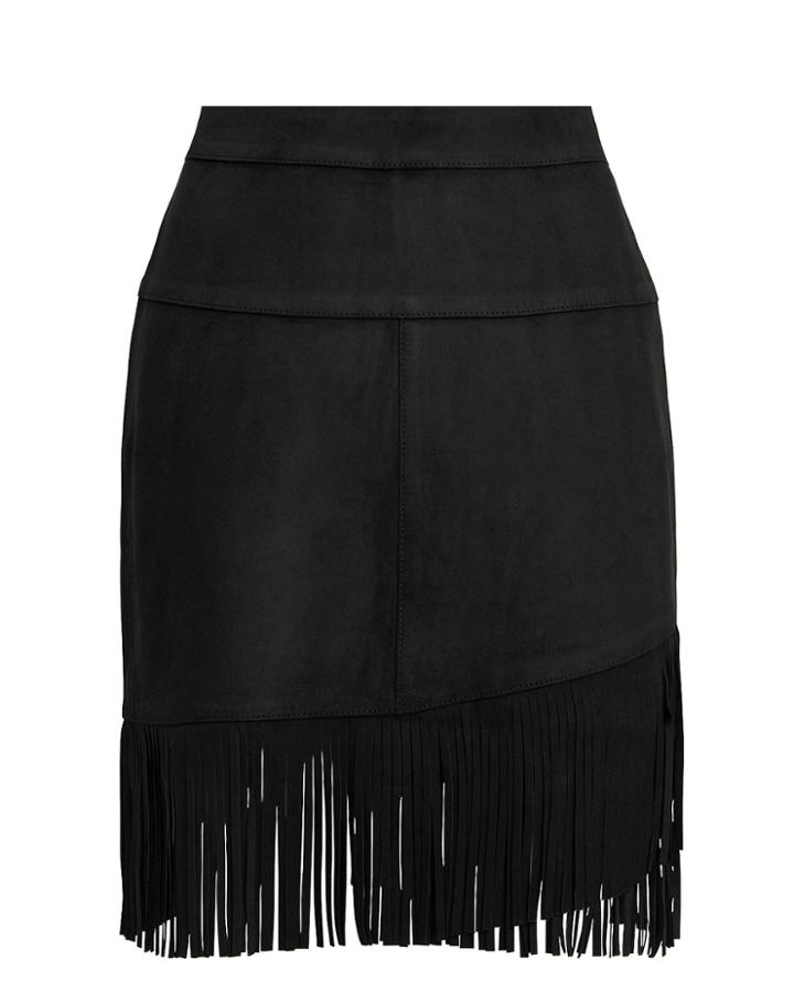 Frame Fringe Mini Skirt Black 25