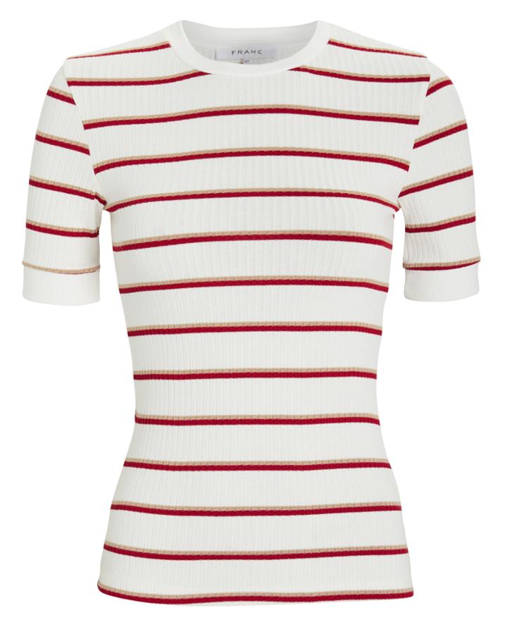 Frame Variegated 70's T-shirt White/red Stripe S