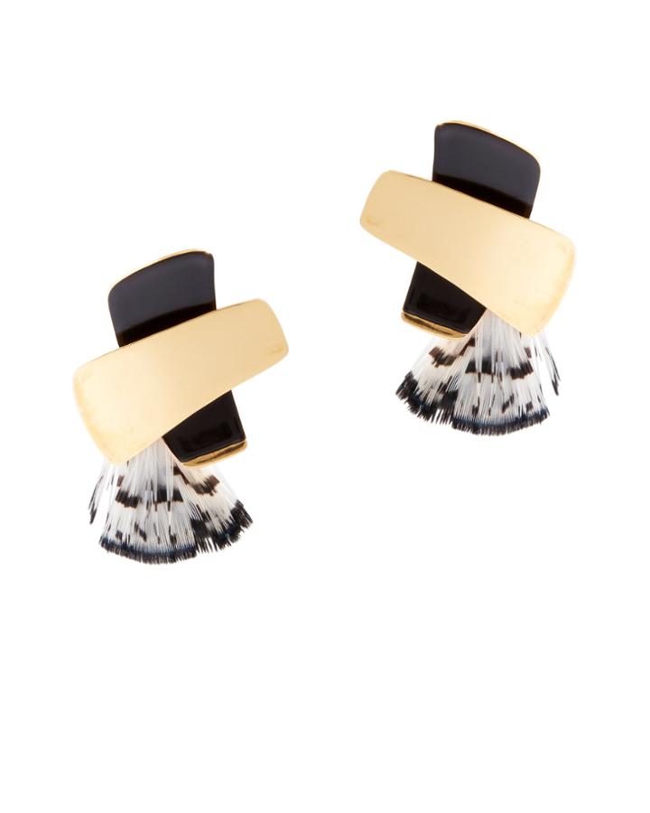 Lizzie Fortunato X Top Feather Earrings Blk/wht 1size