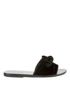 Ancient Greek Sandals Taygete Black Velvet Bow Slides Black 37