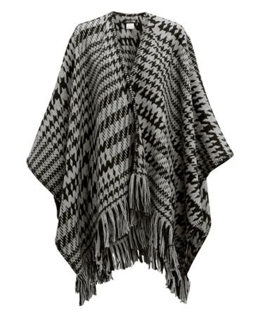 Pooltrend Houndstooth Fringe Poncho Black/grey 1size
