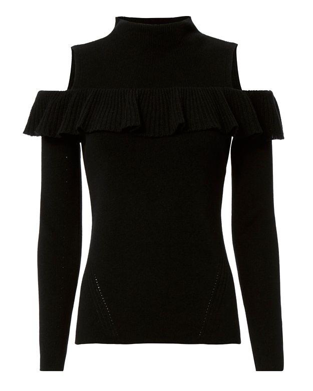 Exclusive For Intermix Kendall Ruffle Cold Shoulder Sweater