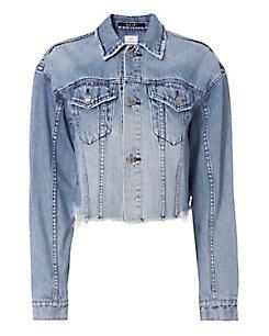 Ksubi Daggerz Distressed Denim Crop Trucker Jacket