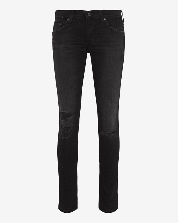 Ag Distressed Ankle Legging: Black