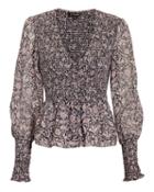 Exclusive For Intermix Intermix Darcey Paisley Smocked Top Black S