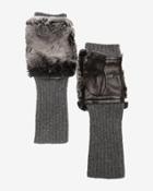 Carolina Amato Fingerless Knit/rex Rabbit Fur Gloves