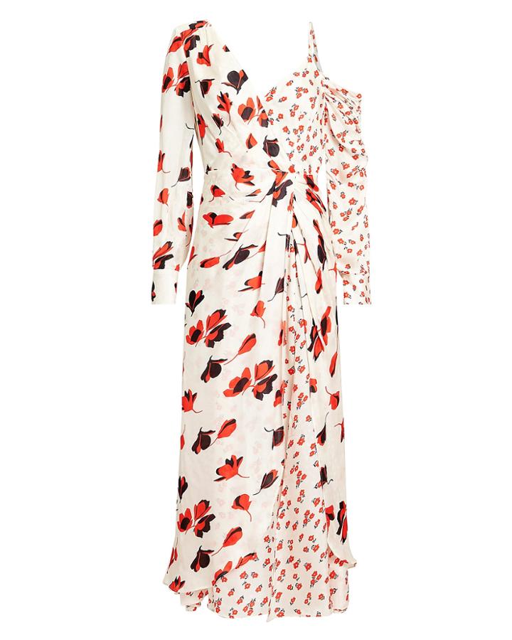 Self-portrait Floral Asymmetric Dress Floral/ivory 2
