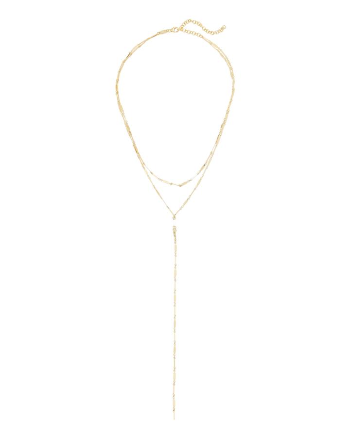 Argento Vivo Mirror Bar Layered Lariat Necklace Gold 1size