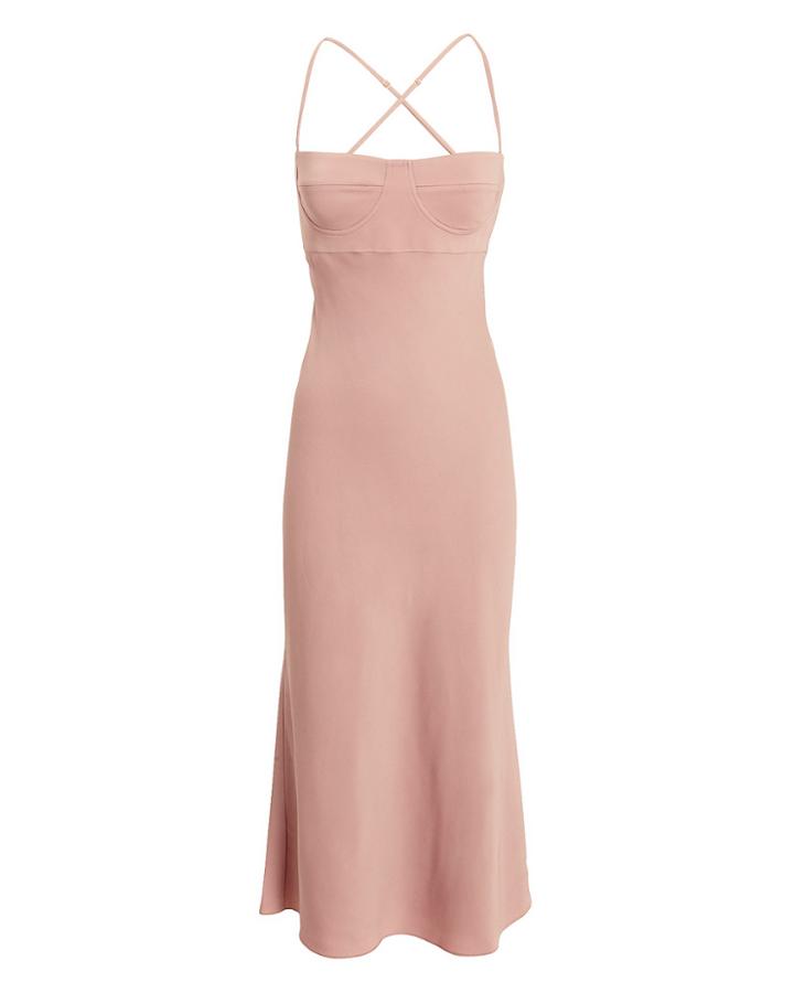 Michelle Mason Viscose Crepe Suiting Bustier Midi Dress Mauve Zero