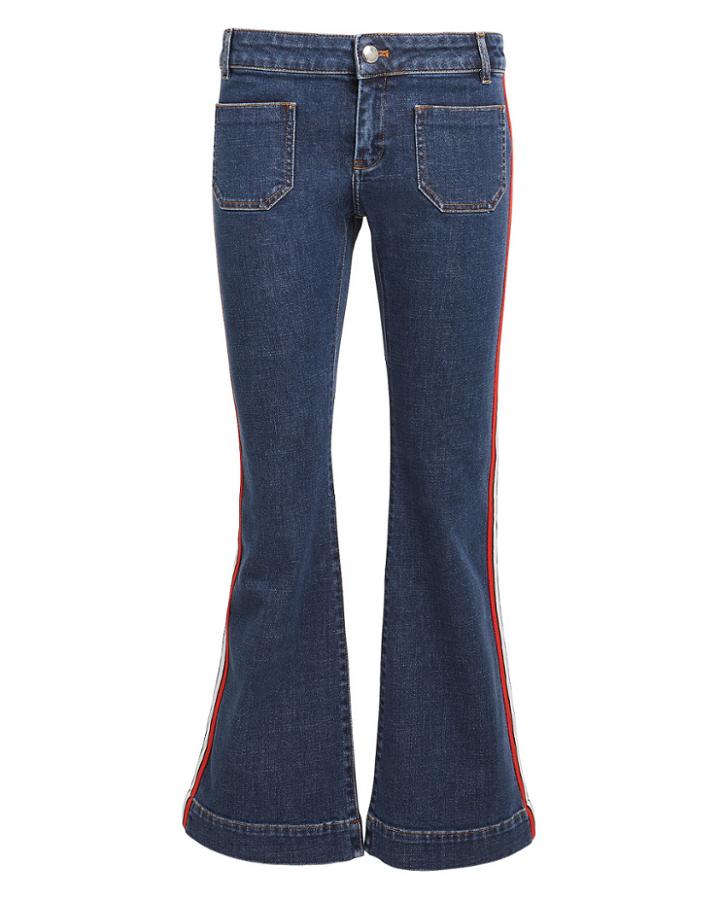 Sonia Rykiel Breton Crop Flare Jeans Dark Blue Denim 38