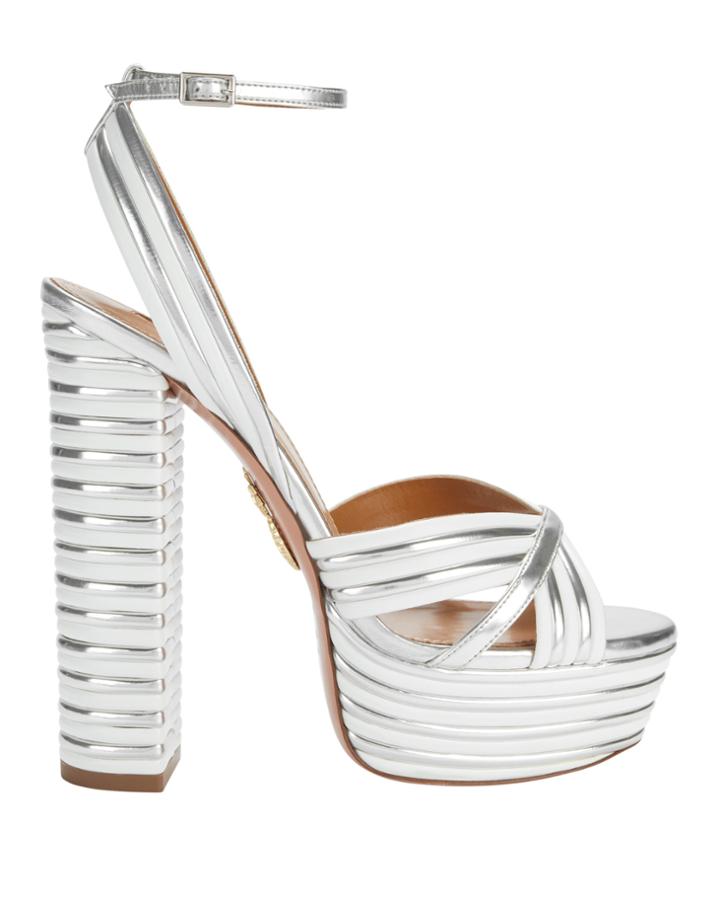 Aquazurra Aquazzura Sundance Silver Platform Sandals White 40