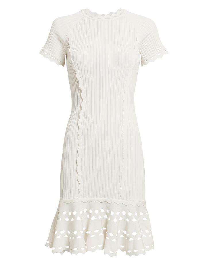 Jonathan Simkhai Zig Zag Trim Knit Mini Dress Ivory P