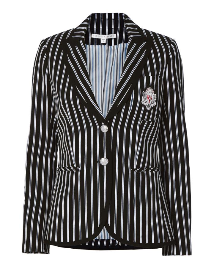 &quot;veronica Beard Striped Notched Collar Blazer&quot;