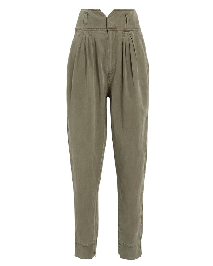 Frame Harem Pleated Military Pants Army Green S