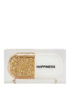 Sarah's Bag Gold Glitter Happiness Pill Clutch