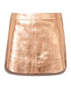 Michelle Mason Rose Gold Baseball Hem Mini Skirt Metallic Zero