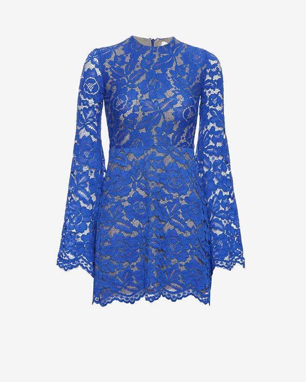 Alexis Exclusive Bell Sleeve Lace Dress: Cobalt