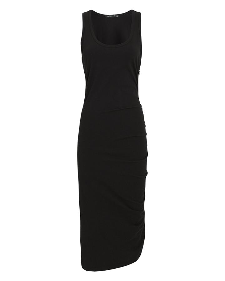 Veronica Beard Decker Ruched Midi Dress Black M
