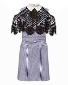 Self-portrait Lace Overlay Pinstripe Dress