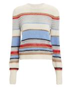 Veronica Beard Meredith Pullover Sweater Ivory/blue/red Stripe L