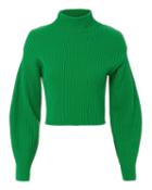 Tibi Structured Green Ribbed Pullover Green S