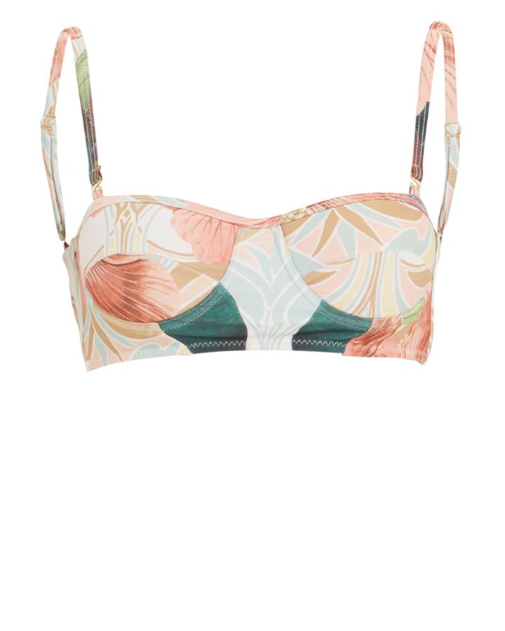 Carolina K Selena Bandeau Bikini Top Ivory/floral S