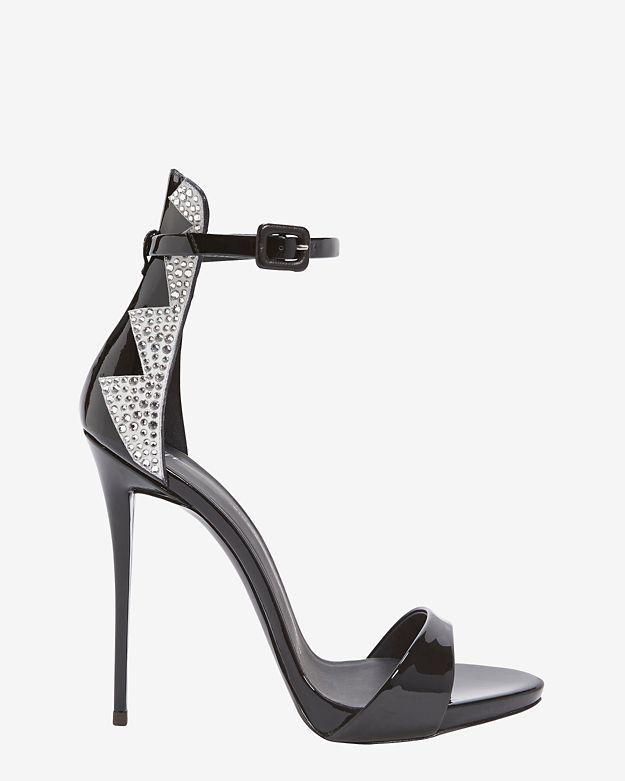 Giuseppe Zanotti Patent Leather Crystal Back Heel Sandal