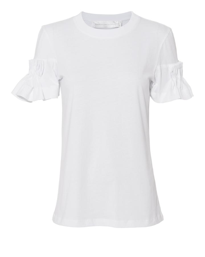 Victoria Victoria Beckham Victoria, Victoria Beckham White Pleated-sleeve T-shirt White S