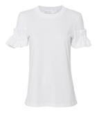 Victoria Victoria Beckham Victoria, Victoria Beckham White Pleated-sleeve T-shirt White S