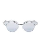 Le Specs Luxe Cleopatra Silver-tone Metal Half Frame Sunglasses