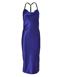 Fleur Du Mal Cowl Neck Bias Blue Slip Dress