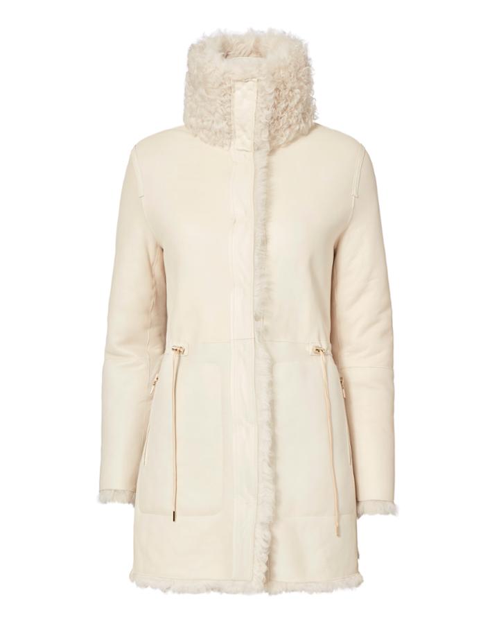 Yves Salomon High Collar Reversible Shearling Jacket
