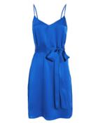L'agence Camil Silk Charmeuse Tie Dress Riviera Blue M