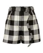 3.1 Phillip Lim Gingham Belted Military Shorts Blk/wht Zero