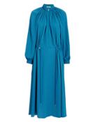 Tibi Blue Drawstring Dress Blue-med S