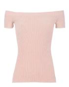 Helmut Lang Off Shoulder Rib Knit Top Pink M