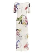 Ganni White Floral Mesh Maxi Dress White Floral 34