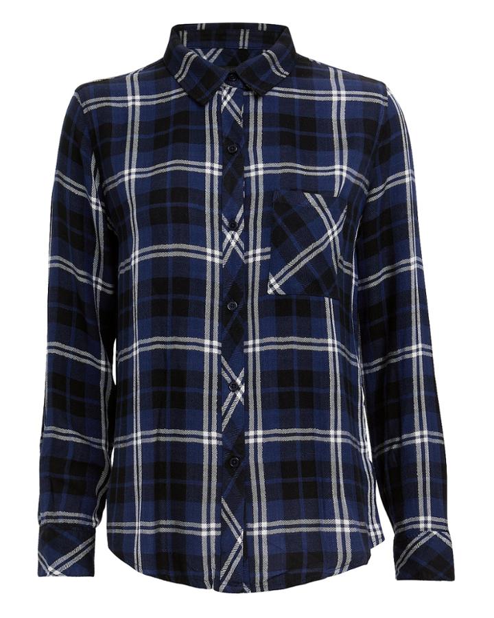 Rails Hunter Navy Plaid Button Down Top Navy Plaid S
