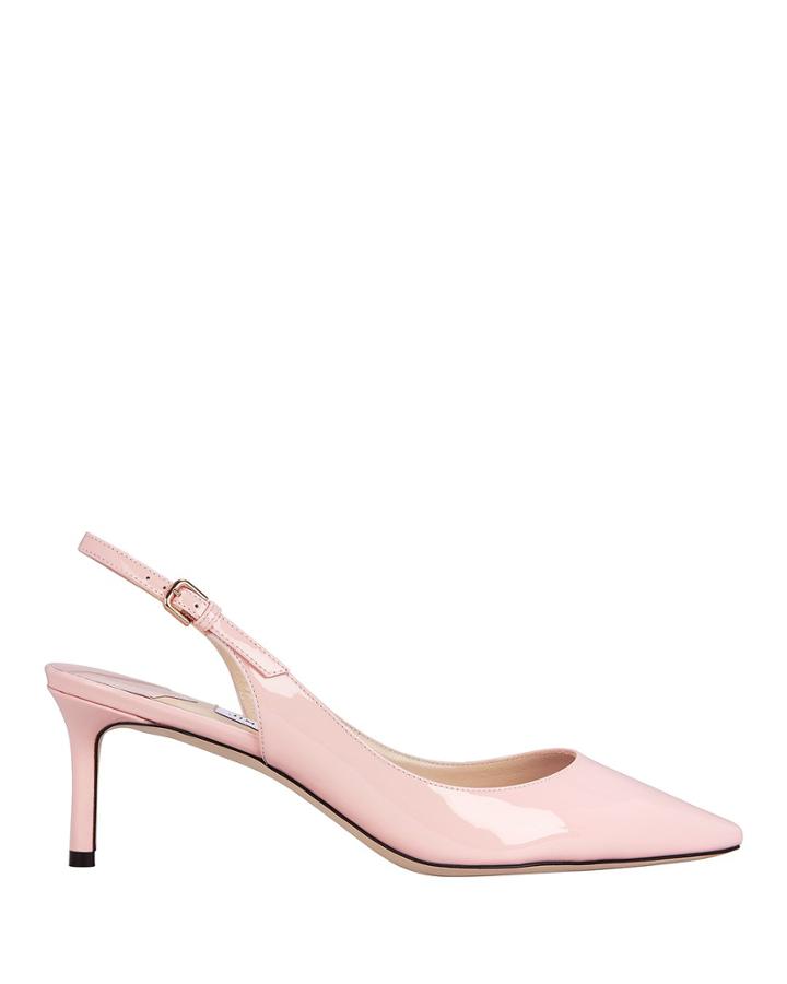 Jimmy Choo Erin Patent Leather Kitten Heels Blush 38