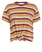 Frame Knot Front Striped T-shirt Yellow/rust Stripe P