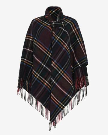 Luisa Brini Collared Plaid Poncho