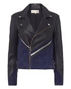 The Mighty Company Dripping Heart Suede And Leather Moto Jacket