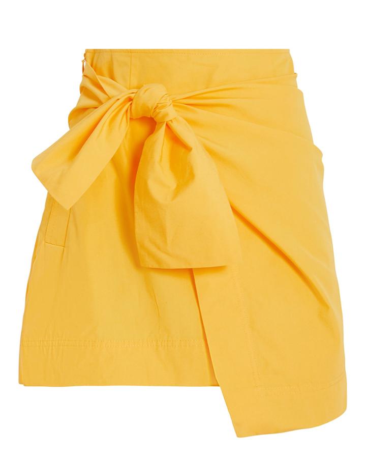 Derek Lam 10 Crosby Knotted Wrap Mini Skirt Yellow Zero