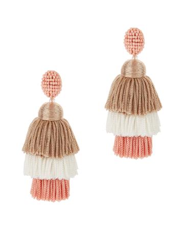 Oscar Jewelry Oscar De La Renta Grapefruit Long Silk Tiered Tassel Earrings Colorblock 1size