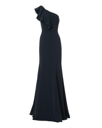 Jay Godfrey Osgood One Shoulder Navy Gown Navy Zero