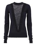 Adam Lippes Black Lace Panel Sweater