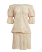 Melissa Odabash Flo Off Shoulder Gold Knit Mini Dress Gold L